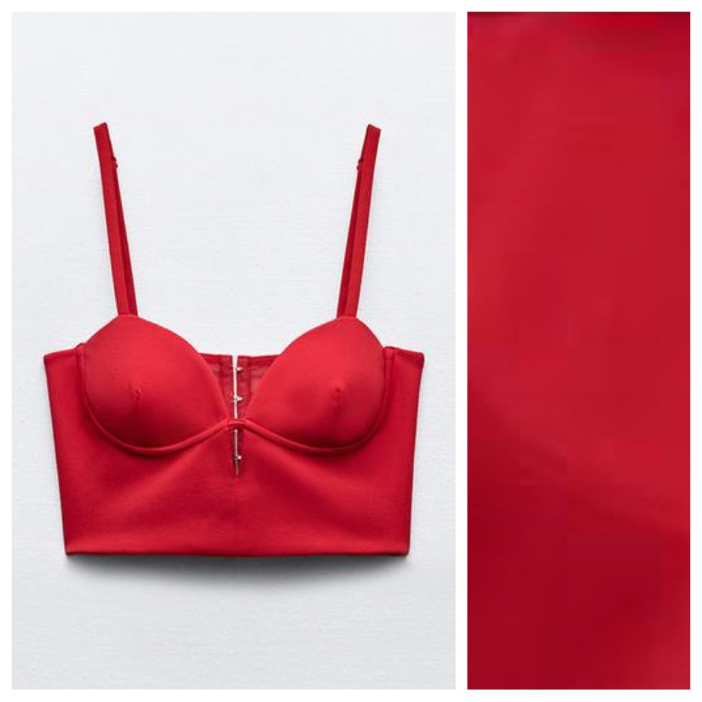 NWT. Zara Red Lingerie Combination Tulle Corset/Top Spaghetti Strap. Size XXL. - Picture 5 of 12